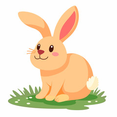 Obraz premium Cute cartoon bunny sitting on grass, easter celebration