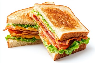 A BLT sandwich with thick slices of toasted sourdough, fresh lettuce, tomato, and crispy bacon, served with mayonnaise