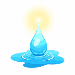 Fototapeta premium Stylized water droplet reflecting light on white background, purity concept