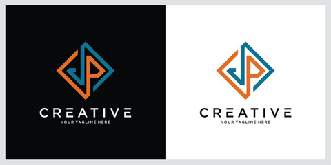 Initial JP or PJ  Logo Design Vector