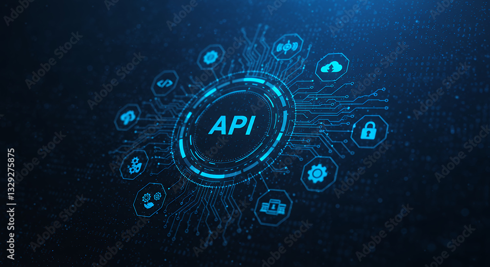 Poster api technology: interface innovation, connectivity & integration in modern digital systems, cloud so