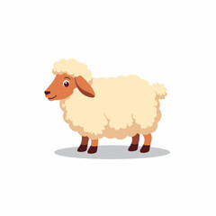 Obraz premium Cute cartoon sheep smiling on white background, playful nature