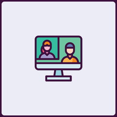 Virtual Meeting Icon Depicting Online Communication and Connection