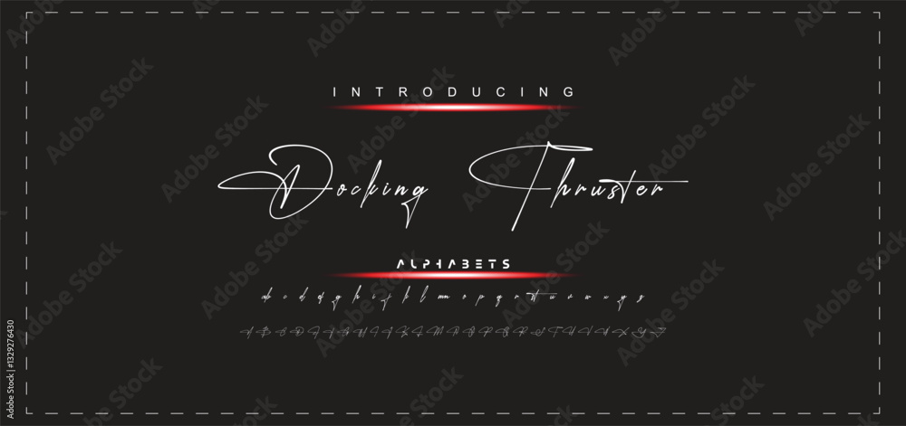 Fototapete hand drawn vector alphabet. modern monoline signature script font. elegant signature font. best alph