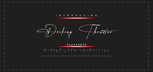 Hand drawn vector alphabet. Modern monoline signature script font. Elegant Signature Font. Best Alphabet Beautiful Calligraphy Signature Font