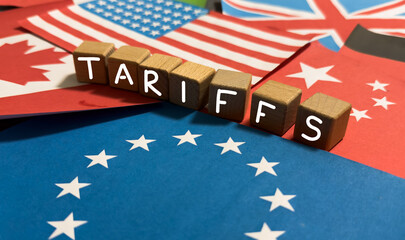 Import Trade Tariffs increase concept with United States of America Flag. Trade wars