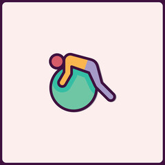 Stylized fitness illustration depicting exercise routine with stability ball