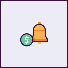 Fototapeta premium Financial Notification Icon: Dollar Symbol with Alert Bell, Financial Reminder