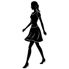 Woman black silhouette vector, Simple silhouette Design vector icon with white background. Woman activity vector, Human vector 