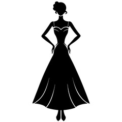 Fototapeta premium Woman black silhouette vector, Simple silhouette Design vector icon with white background. Woman activity vector, Human vector 