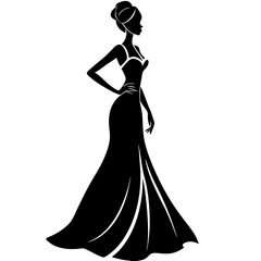 Woman black silhouette vector, Simple silhouette Design vector icon with white background. Woman activity vector, Human vector 