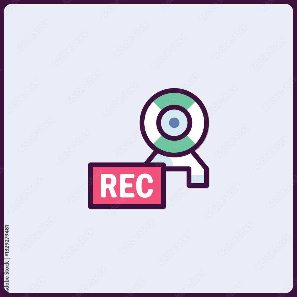 Poster vector icon representing recording device and streaming capabilities