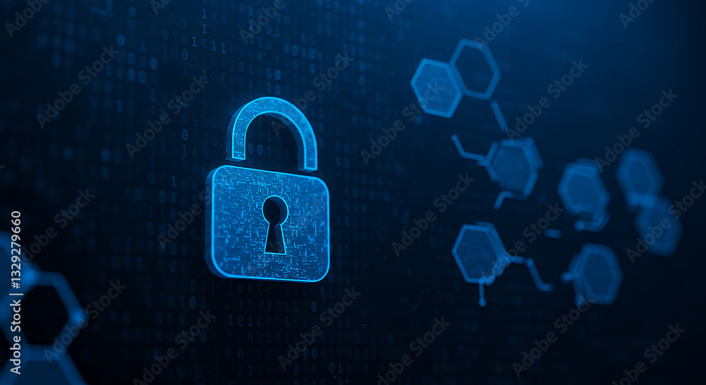 Poster cyber security unveiled: digital lock & data encryption for network safety, privacy protection & sec
