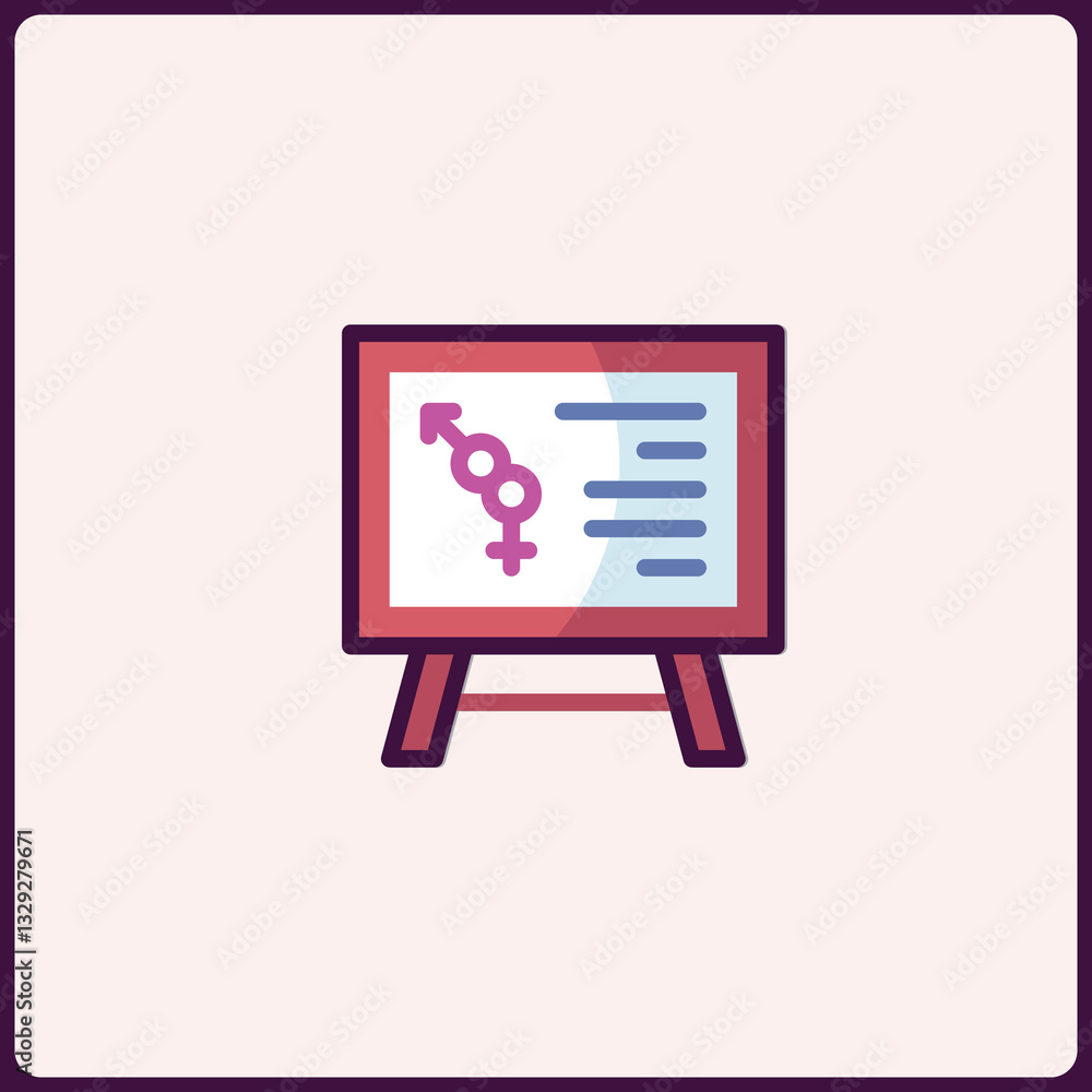 Poster presentation board displaying gender data analysis with visual statistics