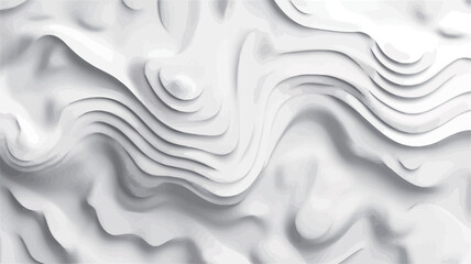 Obraz premium Close-up view of a digitally rendered abstract texture. The image features a monochromatic palette of white, showcasing a pattern of smoothly undulating lines creating a topographic-like effect.