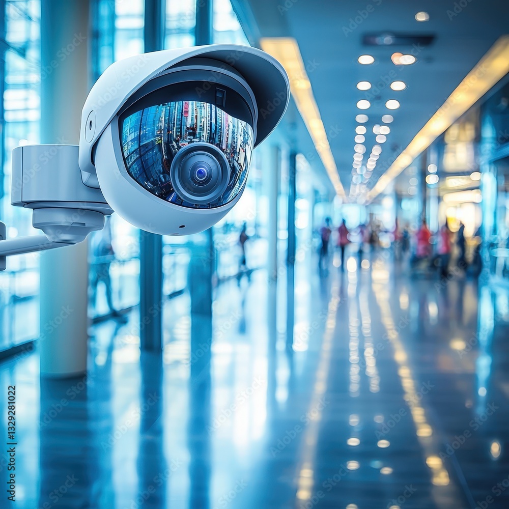 Poster high-tech security camera installed for enhanced surveillance in public areas ensuring safety and se