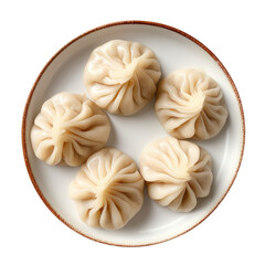 dumplings on a white plate on transparent background