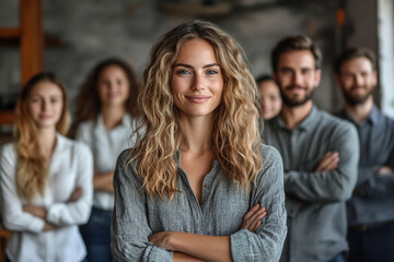 Professional team demonstrating teamwork and confidence