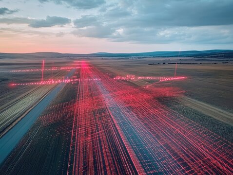 Data Streams Highway for Rural Sunset.