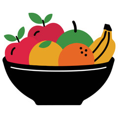 Illustration of a bowl with fruit