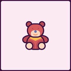 Flat design illustration of a cute and charming teddy bear icon