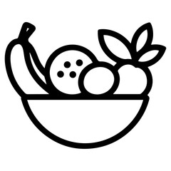 Fruits bowl outline icon.