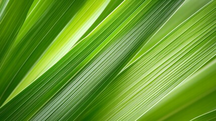 Close-up of vibrant green palm leaves creating a lush, tropical atmosphere in nature