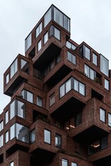 Abstract architectural building detail on cloudy day