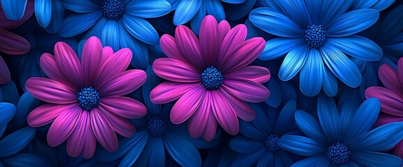Obraz premium Vibrant purple and blue flowers close-up.