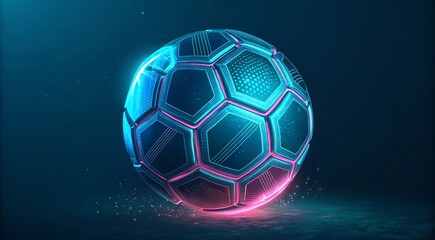 Naklejka premium Futuristic Neon Soccer Ball with Holographic Design & Glow V2
