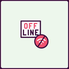 Flat illustration depicting no internet connection problem or offline status