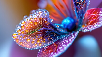 Vibrant Flower with Water Droplets Close-Up