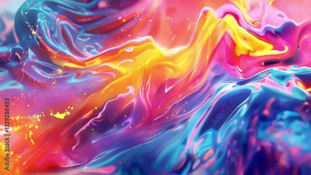 Poster colorful abstract waves flow in a vibrant display, showcasing a captivating blend of hues and textur