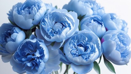 Delicate Sapphire Blue Floral Cluster with Soft Lighting Beautiful Blooms and Lush Petals against a Light Background