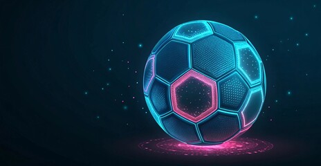 Futuristic Neon Soccer Ball with Holographic Design & Glow V7