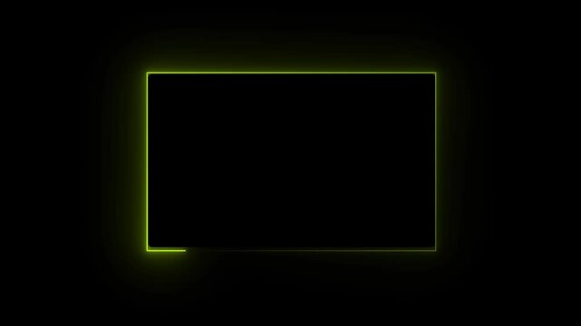Abstract glowing neon rectangle border frame. Glowing neon fire rectangle border frame animation on black background	