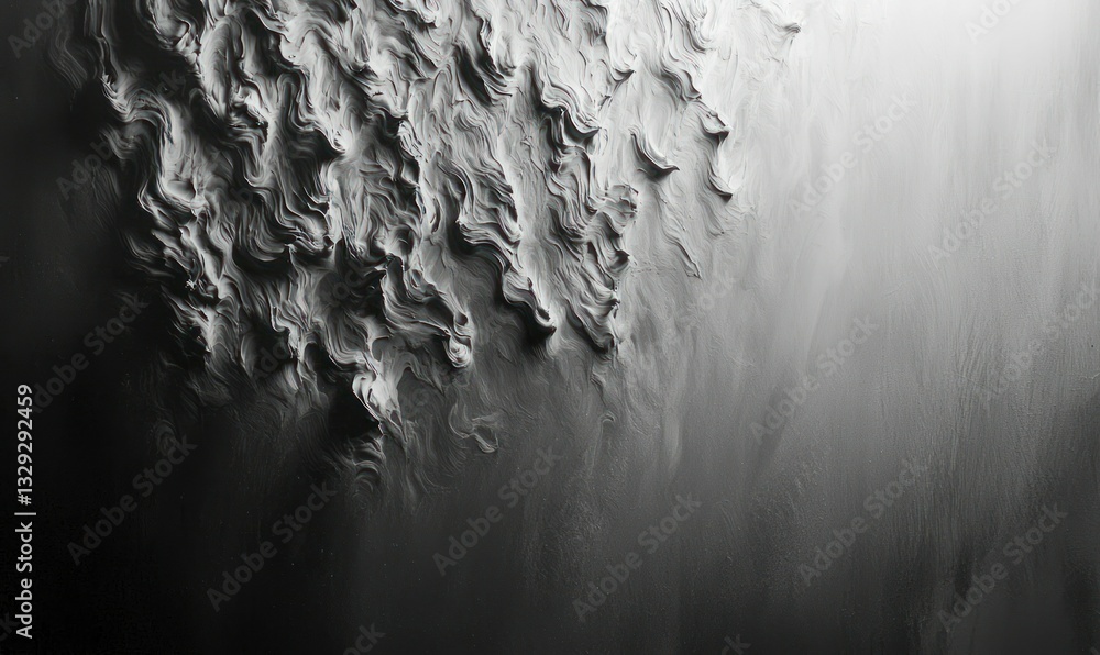 Poster dramatic monochrome patterns cascade across the surface, forming an abstract and captivating texture