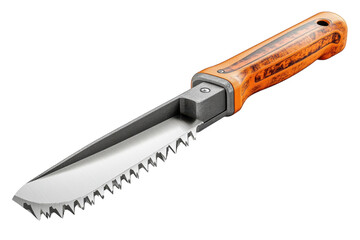 Obraz premium A Rugged, Reliable Saw Knife, Perfect For Outdoor Adventures, Boasting A Sharp, Serrated Blade And A Durable Orange Handle Against A Clean Isolated on Transparent Background