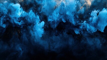 Fototapeta premium Abstract ink swirls in deep blues and blacks