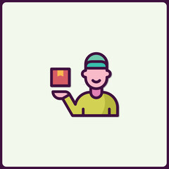 Delivery Service Icon, Person Holding Package, Express Shipping concept vector