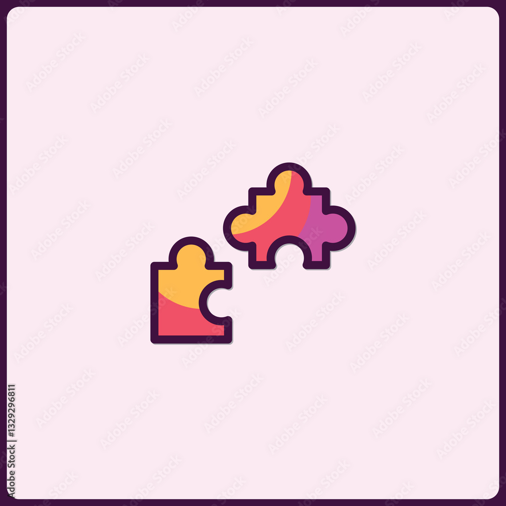 Poster colorful puzzle pieces icon design concept, integration and problem-solving symbol