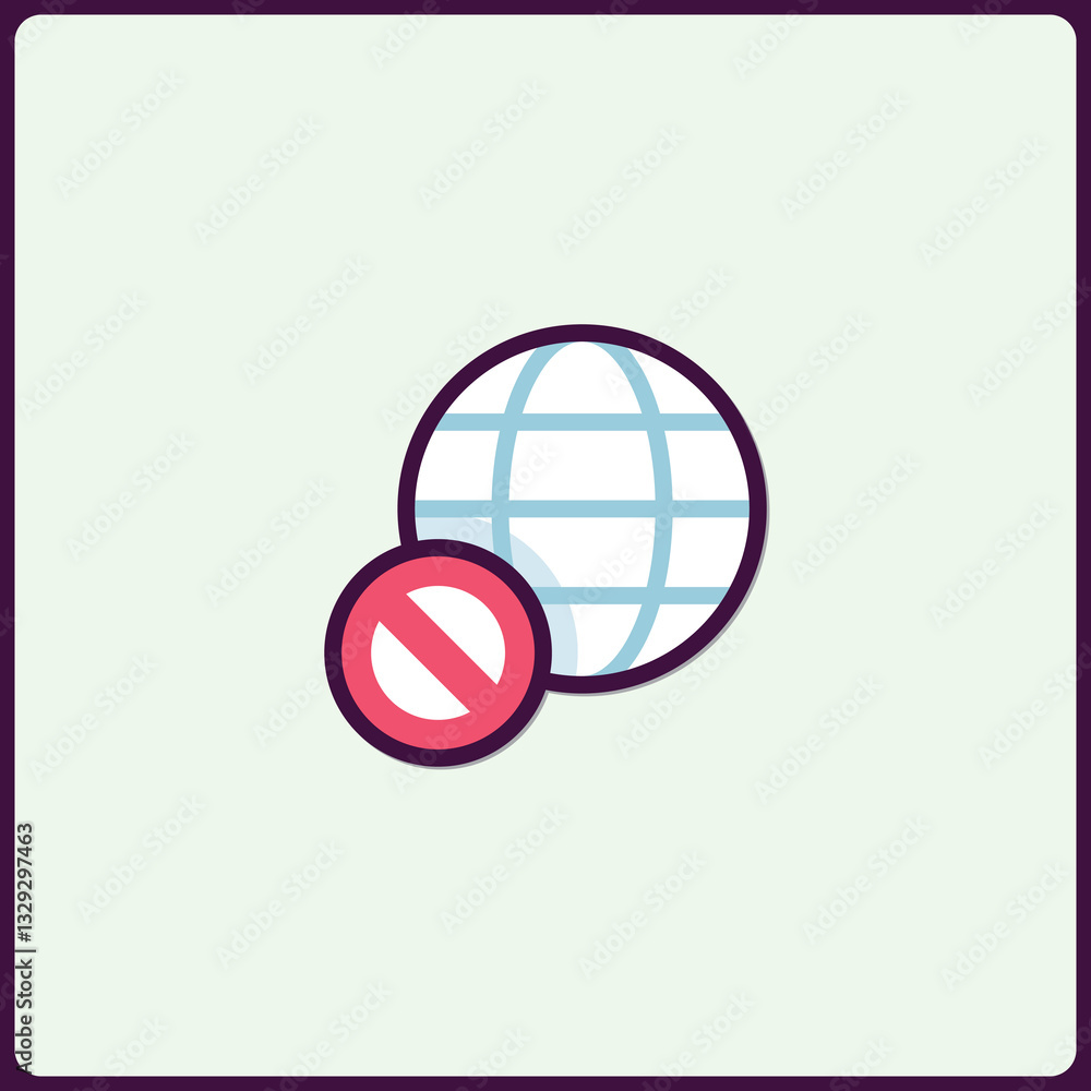 Poster illustration of a global restriction internet access blocking symbol