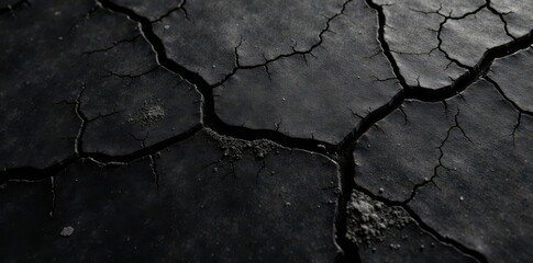 Obraz premium Dark, cracked black watercolor wash on textured paper , old, black texture, backgrounds