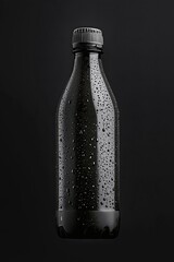 Chilled Black Bottle with Condensation