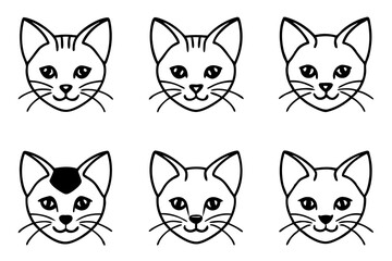 cat head icon set line art silhouette vector illustration