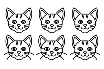 cat head icon set line art silhouette vector illustration