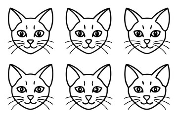 Obraz premium cat head icon set line art silhouette vector illustration