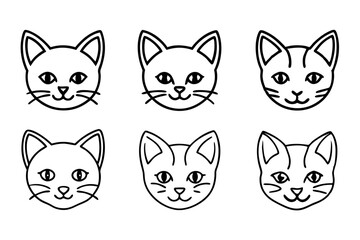 cat head icon set line art silhouette vector illustration