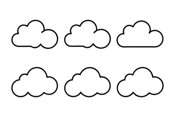 cloud icon set line art silhouette vector illustration