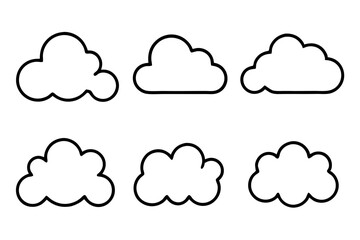 Obraz premium cloud icon set line art silhouette vector illustration